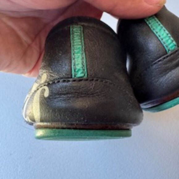 Tieks by Gavrieli Matt Black Custom Jack Daniels Ballet Flats, Size 11 - Picture 9 of 13